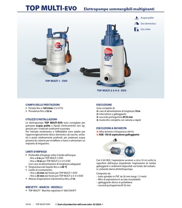 Elettropompe Sommergibili multigiranti TOP MULTI-EVO Pedrollo