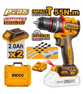 TRAPANO A PERCUSSIONE COMPACT BRUSHLESS 55Nm INGCO