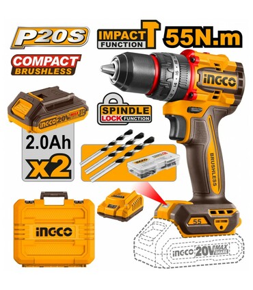 TRAPANO A PERCUSSIONE COMPACT BRUSHLESS 55Nm INGCO