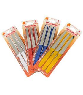 Paolucci Set 6 Coltelli da Tavola Seghettati con Punta Tonda - Lama 11cm