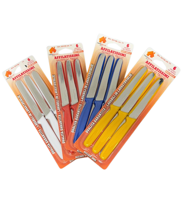 Paolucci Set 6 Coltelli da Tavola Seghettati con Punta Tonda - Lama 11cm