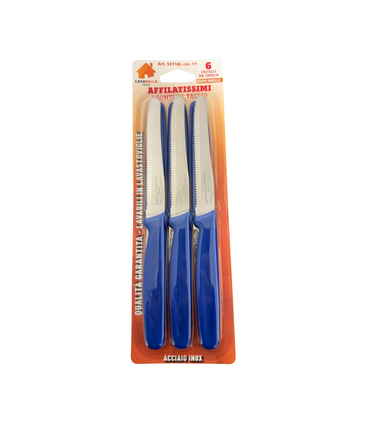 Paolucci Set 6 Coltelli da Tavola Seghettati con Punta Tonda - Lama 11cm