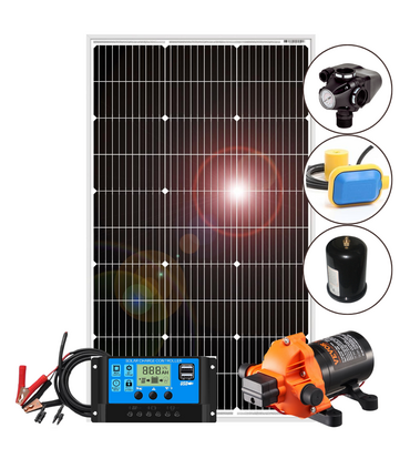 Kit Impianto Fotovoltaico Semiautomatico per Orto con Pompa Acqua 12V e Regolatore di Carica