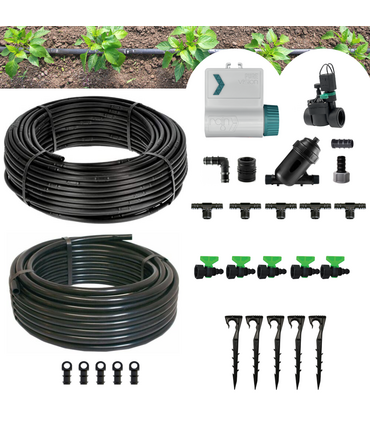 Kit Irrigazione a goccia automatico 50 mq con Pure Vision + Elettrovalvola 9V