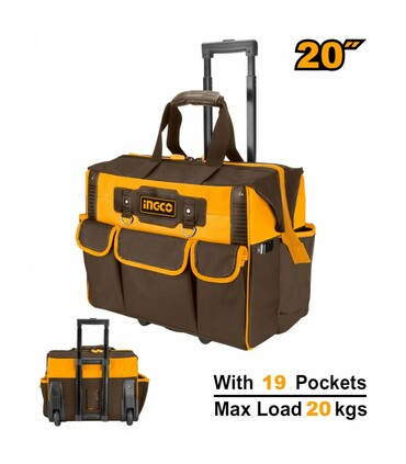 TROLLEY PORTATTREZZI CON MANICO TELESCOPICO 19 TASCHE INGCO