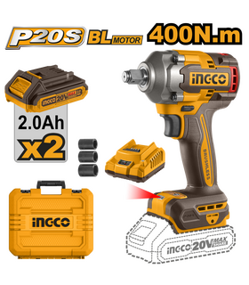 AVVITATORE AD IMPULSI BRUSHLESS 400N.M CON 2BATTERIE 2AH