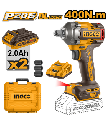 AVVITATORE AD IMPULSI BRUSHLESS 400N.M CON 2BATTERIE 2AH