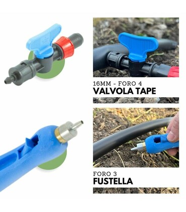 Valvola con attacco Tape 16 mini derivazione da tubo PE BD