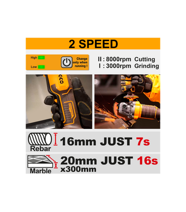 SMERIGLIATRICE ANGOLARE 1000W A BATTERIA 115MM CON 10 DISCHI INGCO