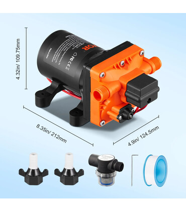 Pompa a Membrana Autoadescante 12V, 13,25 L/min per Impianto Fotovoltaico