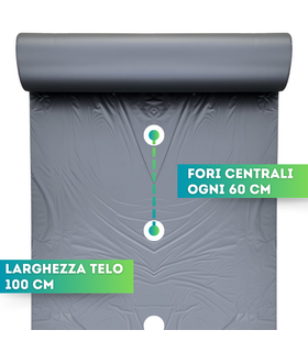 Telo pacciamatura biodegradabile forato ogni 60 cm largh. 100 cm