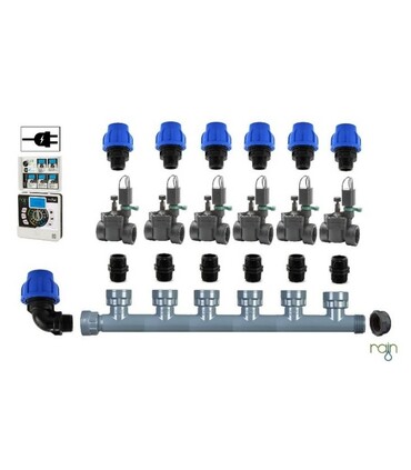 KIT RAIN IRRIGAZIONE CON 6 ELETTROVALVOLE 24V + CENTRALINA i-DIAL OUTDOOR 6 ZONE ORTO GIARDINO