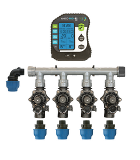 KIT IRRIGAZIONE AUTOMATICA CON QUATTRO ELETTROVALVOLE + PROGRAMMATORE AMICO PRO