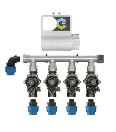 KIT IRRIGAZIONE AUTOMATICA CON QUATTRO ELETTROVALVOLE + PROGRAMMATORE CONNECT DC BATTERY