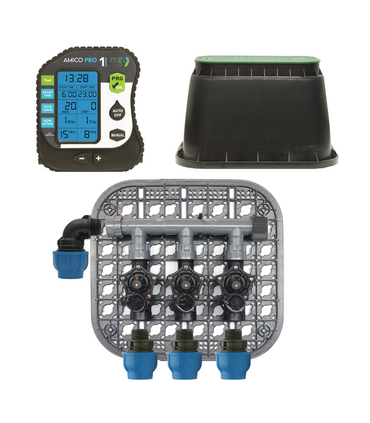 KIT IRRIGAZIONE ALL-IN-ONE CON ELETTROVALVOLE 9V + PROGRAMMATORE AMICO PRO + POZZETTO