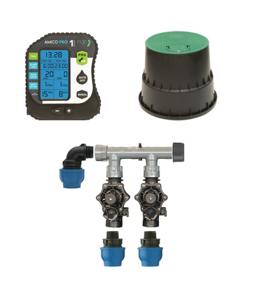 KIT IRRIGAZIONE ALL-IN-ONE CON ELETTROVALVOLE 9V + PROGRAMMATORE AMICO PRO + POZZETTO CIRCOLARE