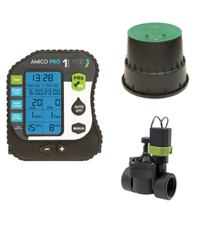 KIT IRRIGAZIONE ALL-IN-ONE CON ELETTROVALVOLE 9V + PROGRAMMATORE AMICO PRO + POZZETTO CIRCOLARE 15 CM