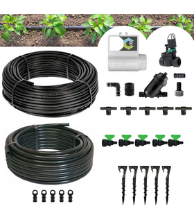 Kit Irrigazione a goccia automatico 50 mq con centralina Connect DC Battery + Elettrovalvola 9V