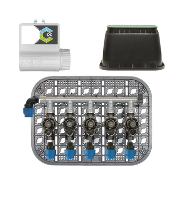 KIT ALL IN ONE CON 5 ELETTROVALVOLE 9V + CENTRALINA CONNECT DC BATTERY + POZZETTO 115