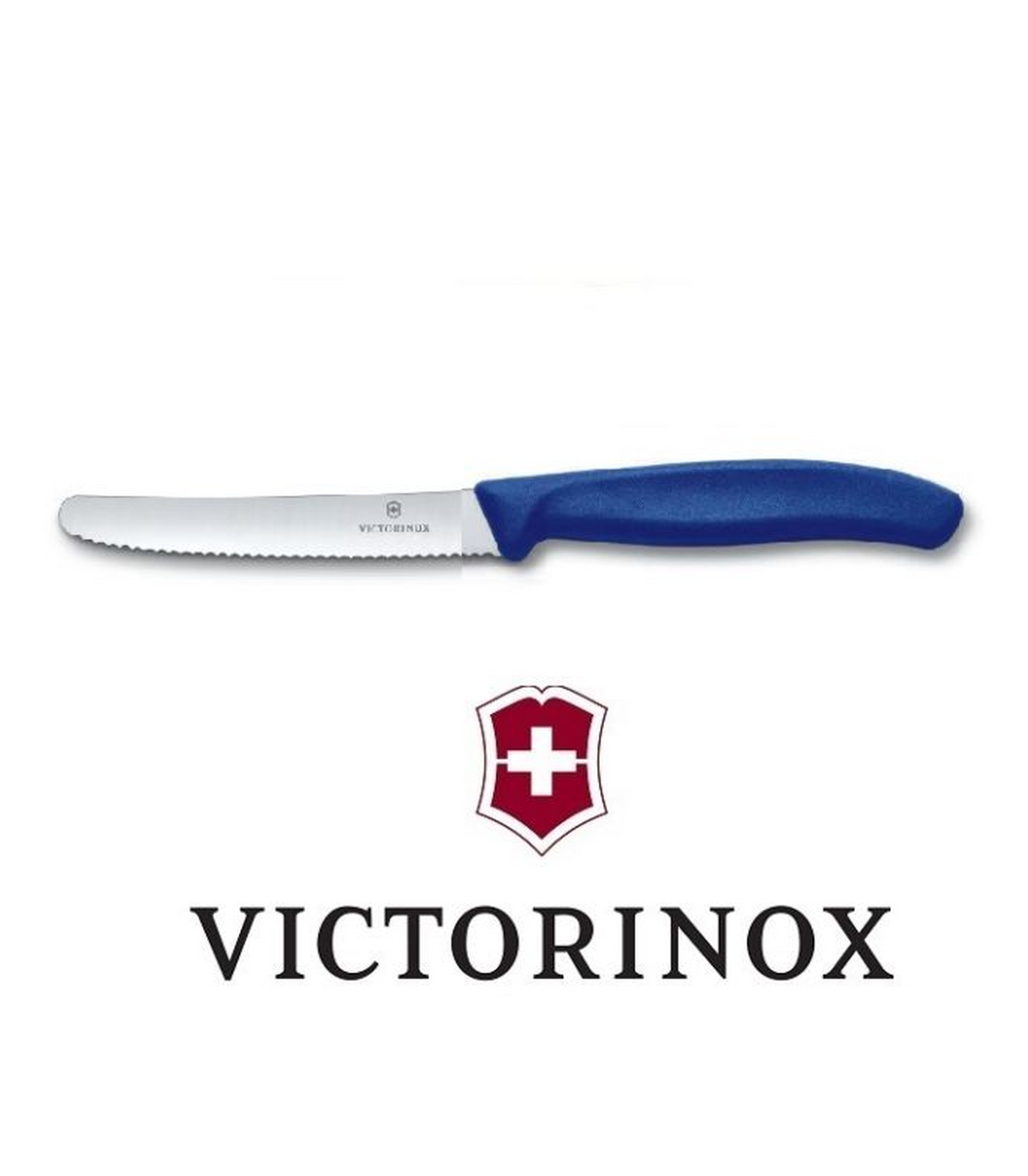 Victorinox Swiss Classic blu set di coltelli da bistecca con lama seghettata da 11 cm e coprilama 