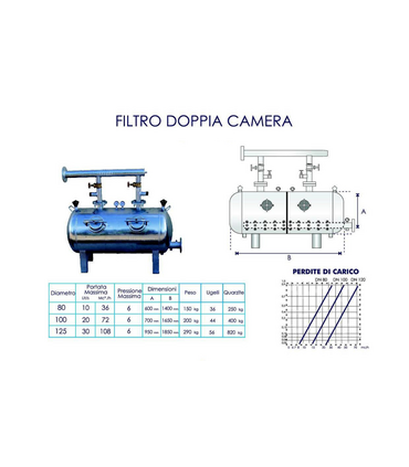 Filtro a Quarzite doppia camera zincato DN80 con Kit controlavaggio