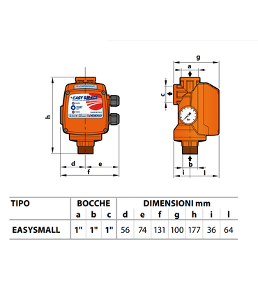 REGOLATORE DI PRESSIONE PEDROLLO EASYSMALL II - 1.5BAR. -16Amp