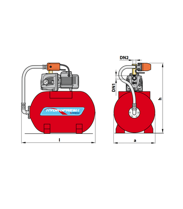 HYDROFRESH 60 CL Elettropompa JSWm 2CX + IDROSFERA DA 60 LITRI GRUPPO AUTOMATICO DI PRESSIONE AUTOCLAVE