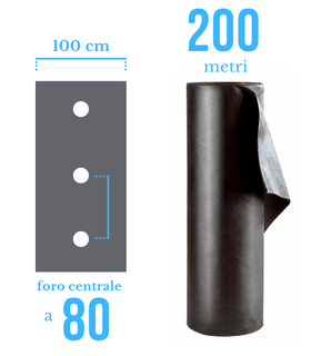 TELO FILM PACCIAMATURA BOBINA DA 200 m FORATO IN LINEA A 80 cm LARG. 1 m BIO ORTO