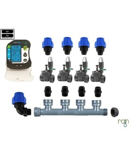 KIT CON QUATTRO ELETTROVALVOLE + PROGRAMMATORE AMICO PRO 4 ZONE PER IRRIGAZIONE AUTOMATICA