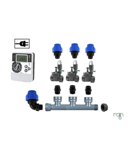 KIT RAIN CON 3 ELETTROVALVOLE 24 V + PROGRAMMATORE C-DIAL 3 ZONE PER IRRIGAZIONE AUTOMATICA AMPLIABILE