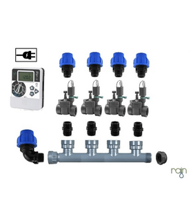 KIT RAIN CON 4 ELETTROVALVOLE 24 V + PROGRAMMATORE C-DIAL 4 ZONE PER IRRIGAZIONE AUTOMATICA AMPLIABILE