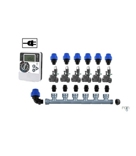 KIT RAIN CON 6 ELETTROVALVOLE 24 V + PROGRAMMATORE C-DIAL 6 ZONE PER IRRIGAZIONE AUTOMATICA AMPLIABILE