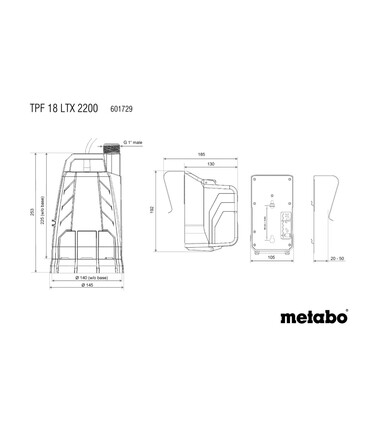 METABO Pompa a Batteria per Bidoni, Cisterne e Sistemi a Caduta | TPF 18 LTX 2200 | + Batteria e Caricabatteria