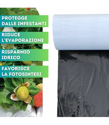 Telo bianco nero per pacciamatura non forato largh. 100 cm