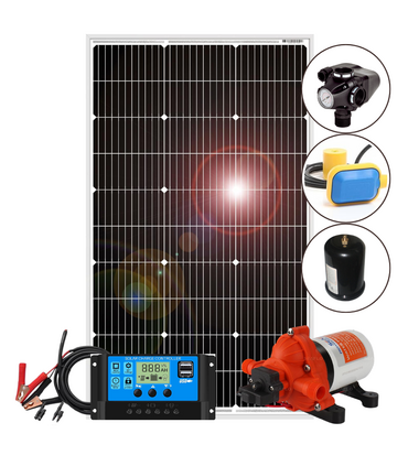 Kit Impianto Fotovoltaico Semiautomatico per Orto con Pompa Acqua 12V e Regolatore di Carica