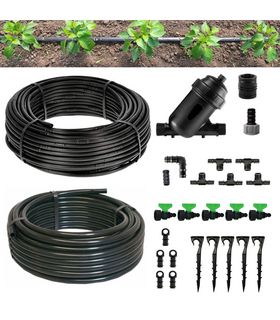 Kit Irrigazione a goccia Orto Giardino 50 mq Ala Gocciolante con Filtro