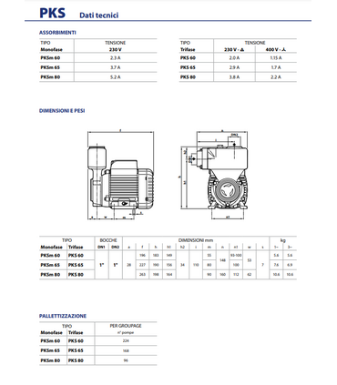 ELETTROPOMPA PEDROLLO PKSm 60 HP 0.50 - V220 MONOFASE AUTOADESCANTE CON GIRANTE PERIFERICA