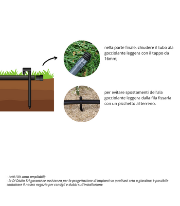 Kit Irrigazione a Goccia 200 mq passo 20 cm Manichetta Ala Leggera Con Filtro
