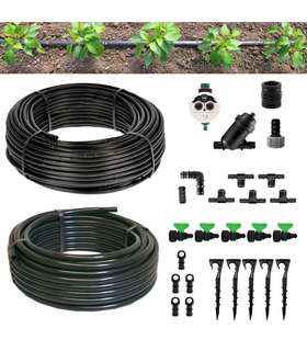 Kit Irrigazione a goccia con Centralina Zero Pressure per Orto Giardino 50 mq Ala Gocciolante con Filtro