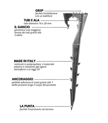 Kit 50 Picchetti reggitubo fine linea per ala gocciolante