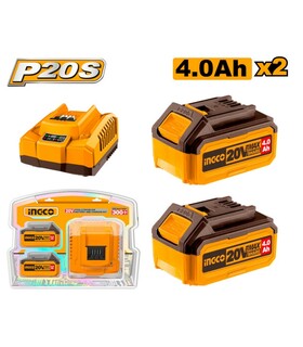 KIT 2 BATTERIE 4Ah + CARICABATTERIA INGCO