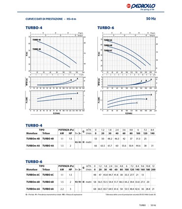 Elettropompa Centrifuga Bigirante Pedrollo TURBOm 220V Monofase