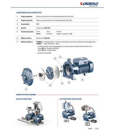 Elettropompa Centrifuga Bigirante Pedrollo TURBOm 220V Monofase