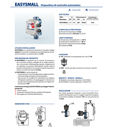 Regolatore di Pressione Pedrollo Easysmall II - 1.5BAR