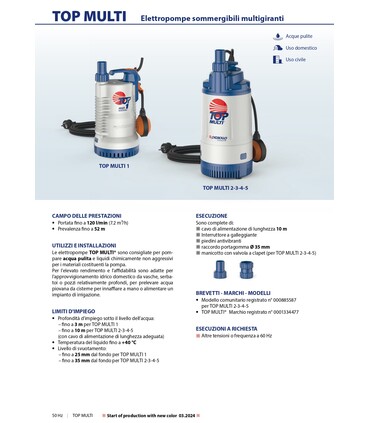 Elettropompe Sommergibili multigiranti TOP MULTI Pedrollo
